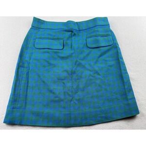 J Crew Blue Green Check Skirt Size 4 NWT